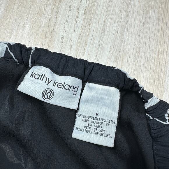 Kathy Ireland Black White Floral Print Midi Pencil Skirt Classic Office Career 8 - Picture 7 of 10